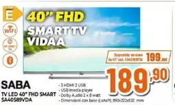 Expert SABA TV LED 40" FHD SMART SA40S89VDA offerta