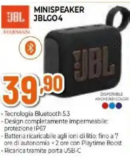 Expert JBL Mini Speaker JBLGO4 offerta