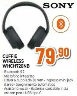 Expert Sony cuffie wireless WHCH720NB offerta