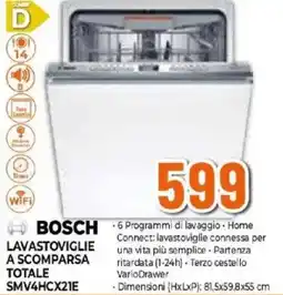 Expert BOSCH LAVASTOVIGLIE A SCOMPARSA TOTALE SMV4HCX21E offerta