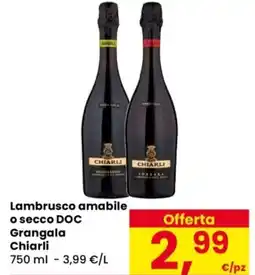 Despar Lambrusco amabile o secco DOC Grangala Chiarli offerta