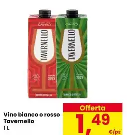 Despar Vino bianco o rosso Tavernello offerta
