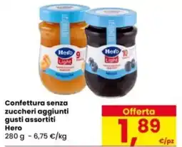 Eurospar Confettura senza zuccheri aggiunti gusti assortiti Hero offerta