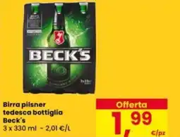Eurospar Birra pilsner tedesca bottiglia Beck's offerta