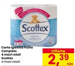 Eurospar Carta igienica Pulito Completo 4 maxi rotoli Scottex offerta