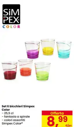 Eurospar Set 6 bicchieri Simpex offerta