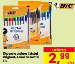Eurospar 10 penne a sfera Cristal Original, colori assortiti Bic offerta