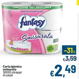 Qui Discount Carta igienica smisurata 3000 strappi 4 rotoli offerta
