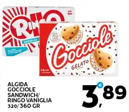 Extra Supermercati Algida gocciole sandwich/ ringo vaniglia offerta