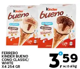 Extra Supermercati Ferrero kinder bueno cono classic/ white x4 offerta