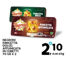 Extra Supermercati Negroni pancetta dolce/ affumicata in cubetti offerta