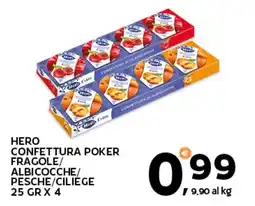 Extra Supermercati Hero confettura poker fragole/ albicocche/ pesche/ciliége offerta