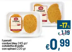 Qui Discount I panati cordon bleu / cotoletta di pollo con spinaci offerta