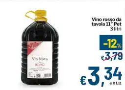 Qui Discount Vino rosso da tavola 11° Pet offerta