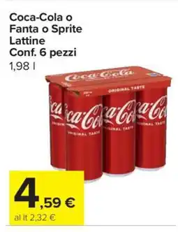 Carrefour Coca-Cola o Fanta o Sprite Lattine offerta