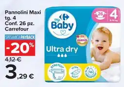 Carrefour Pannolini Maxi tg. 4 Conf. 26 pz. Carrefour offerta
