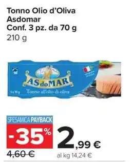 Carrefour Tonno Olio d’Oliva Asdomar offerta