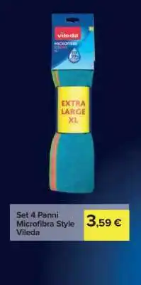 Carrefour Set 4 Panni Microfibra Style Vileda offerta