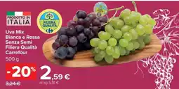 Carrefour Uva Mix Bianca e Rossa Senza Semi Filiera Qualità Carrefour offerta