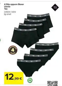 Carrefour 4 Slip oppure Boxer Uomo offerta