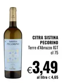 Famila CITRA SISTINA PECORINO Terre d'Abruzzo IGT offerta