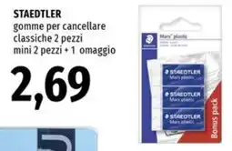 Famila STAEDTLER gomme per cancellare classiche 2 pezzi mini offerta