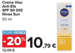 Carrefour Crema Viso Anti-Età SPF 50 Q10 Nivea Sun offerta