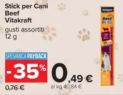 Carrefour Stick per Cani Beef Vitakraft gusti assortiti offerta