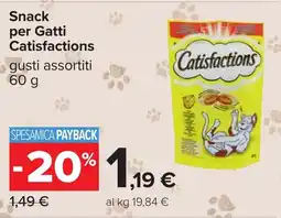 Carrefour Snack per Gatti Catisfactions gusti assortiti offerta