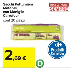Carrefour Sacchi Pattumiera Mater-Bi con Maniglie Carrefour offerta