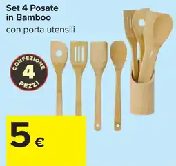 Carrefour Set 4 Posate in Bamboo offerta