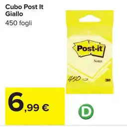 Carrefour Cubo Post It Giallo 450 fogli offerta