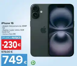 Carrefour iPhone 16 offerta