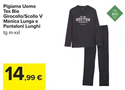 Carrefour Pigiama Uomo Tex Bio Girocollo/Scollo V Manica Lunga e Pantaloni Lunghi offerta