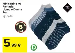 Carrefour Minicalzino x6 Fantasia Uomo e Donna Tex offerta