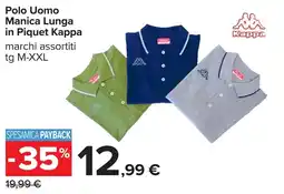 Carrefour Polo Uomo Manica Lunga in Piquet Kappa offerta