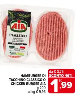 Iperal Hamburger di tacchino classico o chicken burger AIA offerta
