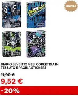 Max Factory Novità diario seven 12 mesi copertina in tessuto e pagina stickers offerta