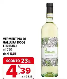 Iperal Vermentino di gallura docg LI NIBARJ offerta
