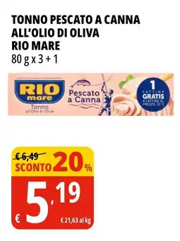 Tigros Tonno pescato a canna all'olio di oliva RIO MARE offerta