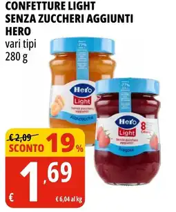 Tigros Confetture light senza zuccheri aggiunti HERO offerta