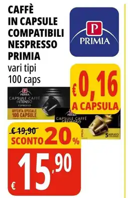 Tigros Caffè in capsule compatibili nespresso PRIMIA offerta