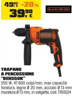 OBI BLACK+DECKER TRAPANO A PERCUSSIONE "BEH550K" offerta