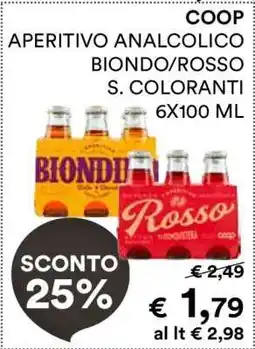 Coop COOP APERITIVO ANALCOLICO BIONDO/ROSSO S. COLORANTI offerta