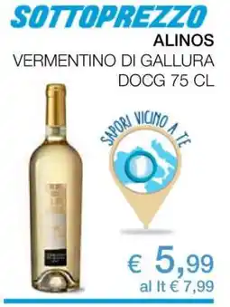 Coop ALINOS VERMENTINO DI GALLURA DOCG 75 CL offerta