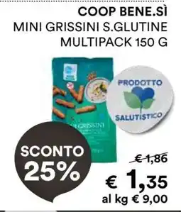 Coop COOP BENE.SÌ MINI GRISSINI S.GLUTINE MULTIPACK 150 G offerta