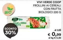 Coop VIVI VERDE COOP FROLLINI AI CEREALI CON FRUTTA BIOLOGICI 230 G offerta