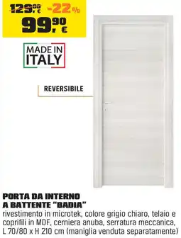 Porta da interno a battente "badia"