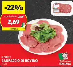 ALDI Il podere carpaccio di bovino offerta