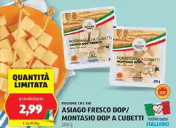ALDI Regione che vai asiago fresco dop/ montasio dop a cubetti offerta